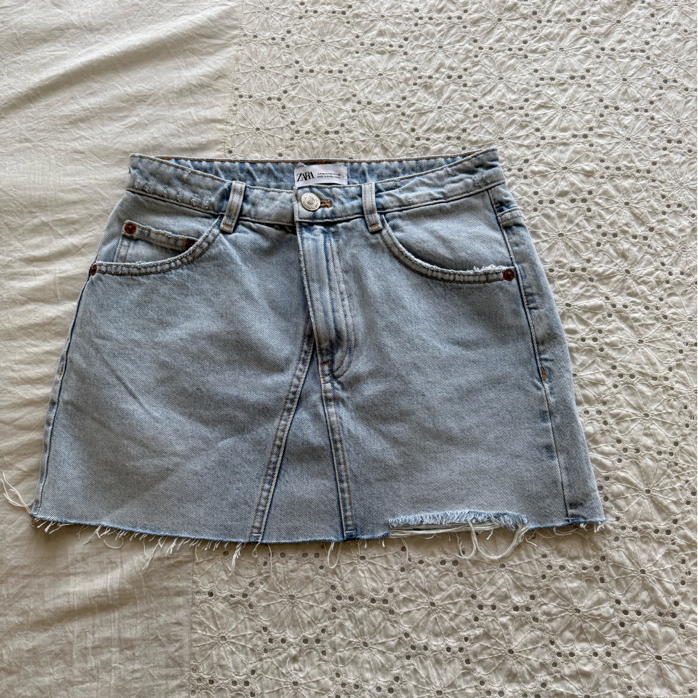Zara Sky Blue Denim Skirt